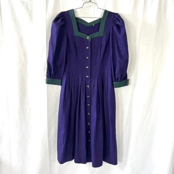 COTTAGECORE PURPLE DRESS RENAISSANCE VTG MAXI DRESS  MEDIEVAL GRAPE DRESS LARGE - Picture 3 of 16